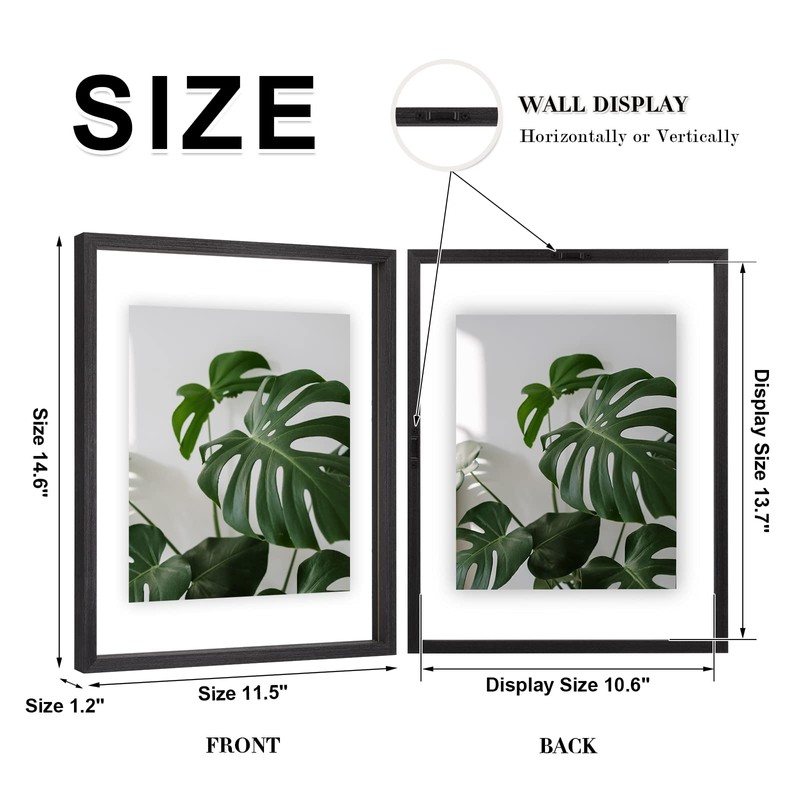 Egofine 11x14 Floating Frames Set of 2, Double Plexiglass Picture