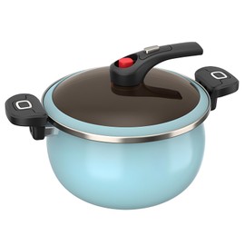 Nonstick Ceramic Coated Sauce Pan with Lid Blue Crock Pot with Twist & Lock Handles, Micro Pressure Cooker Versatile Stockpot with Lid, Bottom Big Soup Canning Pots,Simmer Pots (BLUE, 7.5Quarts)