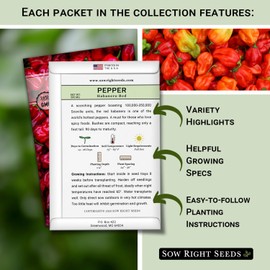 Sow Right Seeds - Habanero Pepper Seed for Planting - Orange, Mini White, and Red Habanero Seeds - Non-GMO Heirloom Packets with Instructions to Plant and Grow a Vegetable Garden - Super Hot