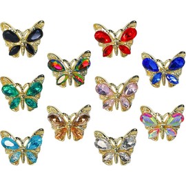 FRCOLOR 10pcs Butterfly Rhinestones Nail Charms for Manicure Art Decoration Nail Gems for Elegant and Daily Use