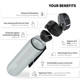 720°DGREE Water Bottle 1l “uberBottle“ softTouch +Sieve - BPA-Free Tritan, Leakproof, Reusable Drinking Bottle - Sports Bottle for Men, Woman, Office, Gym, Fitness, Outdoor, Hiking, Cycling, Travel