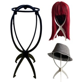nevermindyrhead 2 Pack wig stand 6 Colors. Portable and collapsible, durable wig head stand for displaying your wigs, hats or head pieces (Black)