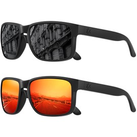 MAXJULI Polarized Sunglasses for Men and Women,UV400 Protection Sun Glasses,Ideal for Driving Cycling and Running 8120（Grey+Red）