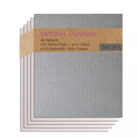 SwedeDishcloths Swedish Dishcloths 5 Pack (1 Gray, 4 Natural) Combo GNNNN Paper Towel Replacemen