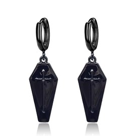 RofYof Gothic Cross Earrings for Women Punk Retro Exaggerated Cross Hoop Earrings Personality Earrings Jewelry (All black)