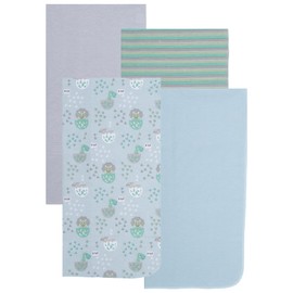 EVERYDAY KIDS 4 Pack of Soft Flannel Receiving Baby Blanket Set for Boys; Green/Blue/Gray Baby Swaddle Blankets for Newborn Baby Boy Nursery with Baby Dinosaurs, Colorful Striped Pattern, Solids