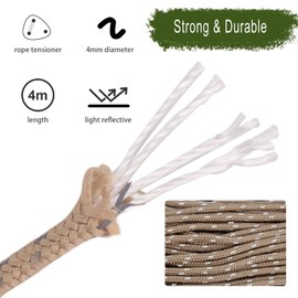 Hikeman 4 Pack Camping Rope with Locking Carabiner Clip,4mm Reflective Guy Lines with Triangular Guyline Adjuster Tensioner,Nylon Cord for Tent Tarp Tie Down,Hiking,Backpacking (RED)