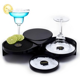 Escarchador de Vasos, 3 Tier Caja de Condimentos, Accesorios para Bar, para Herramientas de Barman de Cócteles, Fiesta, Club Familiar (Negro)