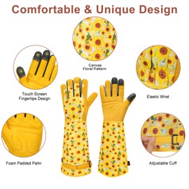 Gardening Gloves for Women and Men,Rose PruningGardening Gauntlet with Forearm Protection,Heavy Duty Gardening Gloves Thorn Proof,Long Leather Gardening Glovest for Weeding, Digging, Planting