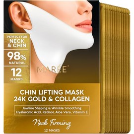 MAREE Mascarilla reafirmante V Line con oro de 24 quilates – Mascarilla facial de colágeno profundo para mujeres – Mascarilla moldeadora de mandíbula con retinol y ácido hialurónico – Reafirmante y te