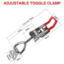 KINGHON Stainless Steel Tension Latch, Pack of 2, Box Lock with Keyhole, Adjustable Side Wall Closure, Lever Lock for Boxes, Chests, Cabinets, Drawers, Doors, Windows, 150-170 mm