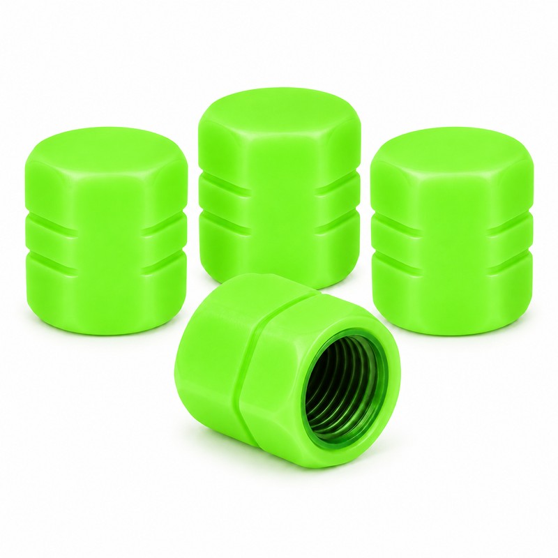 4pcs Luminous Car Tire Valve Caps, Hexagonal Glow-in-the-Dark Tire Valve