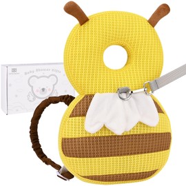 Bebamour Baby Head Guard Baby Sit Me Up Baby Seat Toddler Baby Walking Head Guard Safety Pads, Adjustable Infant Pillow Backpack for Baby Walkers, Yellow Bee