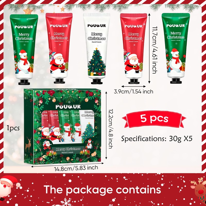 Handcreme Weihnachten, Mini Handcreme Set, 5 Stück Handpflegecreme, Ideal Für