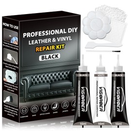 Black Leather Repair Kit Car Interior, Vinyl Repair Kit for Furniture, Sofa, Jacket, Purse – Super Easy Instructions to Fix Scratches, Tears, Holes, and Peeling