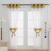 L.Z.E White and Gold Sheer Curtains 90 Inches Long, Elegant