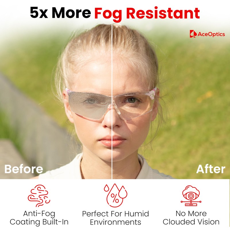 Safety Glasses – ANSI Z87 Certified, 5X Anti-Fog ClearShield™ Lenses