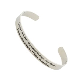 High Polished Stainless Steel Men's Serenity Prayer Cuff Bracelet