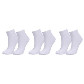 tittimitti 98% Organic Cotton Women's Ankle Socks (3-Pack). (US, Numeric, 6, 7.5, Regular, Regular, White)