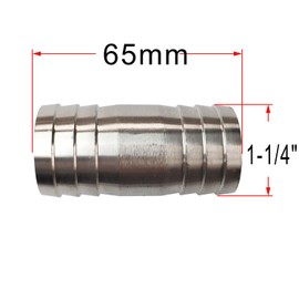 JENSWILL 1-1/4" Stainless Steel Hose Barb Fitting Straight Shape Barbed Splicer Mender Union Coupler Fitting with 2PCs Hose Clamp for Oil Water Air