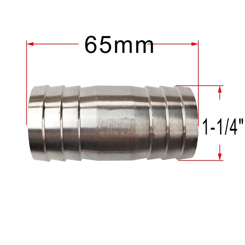 JENSWILL 1-1/4" Stainless Steel Hose Barb Fitting Straight Shape Barbed