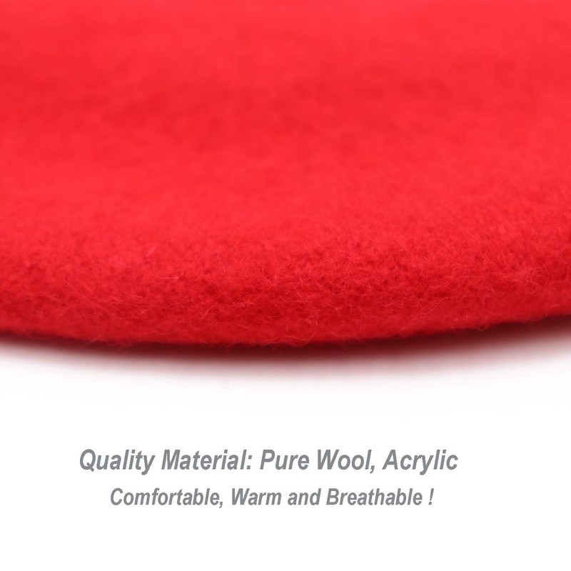 Wheebo Wool Beret Hat,Solid Color French Style Winter Warm Cap
