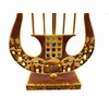 Harp Shaped Chanukah Menorah Enamel Hand Painted Enamel on Pewter