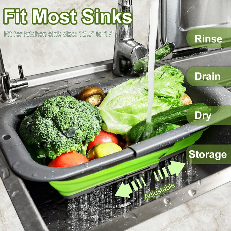 ROTTOGOON 7Qt Collapsible Colander Strainer, Expandable Over the Sink Colander,