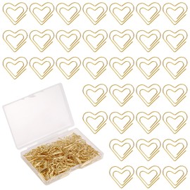 100pcs Gold Heart Paper Clips, Cute Love Shaped Decorative Metal Binder Paperclips for Office School Notes Documents Wedding Decor Crafts & Stationery (Large)