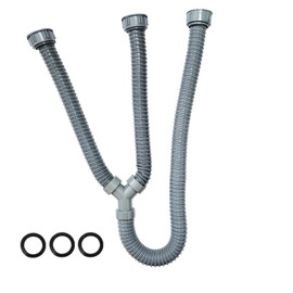 Drainage Hose Pipe 3 Way Double Ended Kitchen Wash Basin Sewer Drain Pipe 15.8"x15.8"x31"(40x40x80cm). 2 Female Nut Connection 1-3/4" P-trap