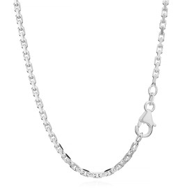 NKlaus Solid Anchor Chain Necklace 925 Silver Chain Diamond-Coated 2.00 mm Wide, Sterling Silver