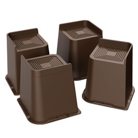 MXMZHXU Bed Risers 2 inch, 3 inch, 4 inch, 6 inch or 8 inch Heavy Duty Furniture Risers, Up to 6000 Lbs L Shaped Design Bed Lifts Blocks for Couch Desk Sofa Table (Dark Brown 4 Pack, 6 Inch)