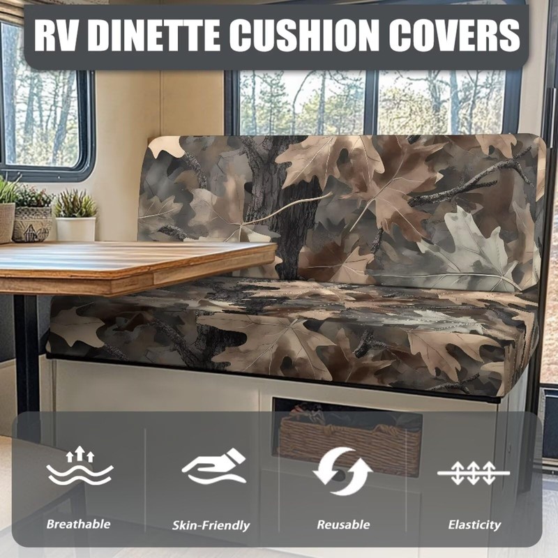SUITOSELFY Forest Camo RV Seat Covers Dinette Booth Cushions Stretch