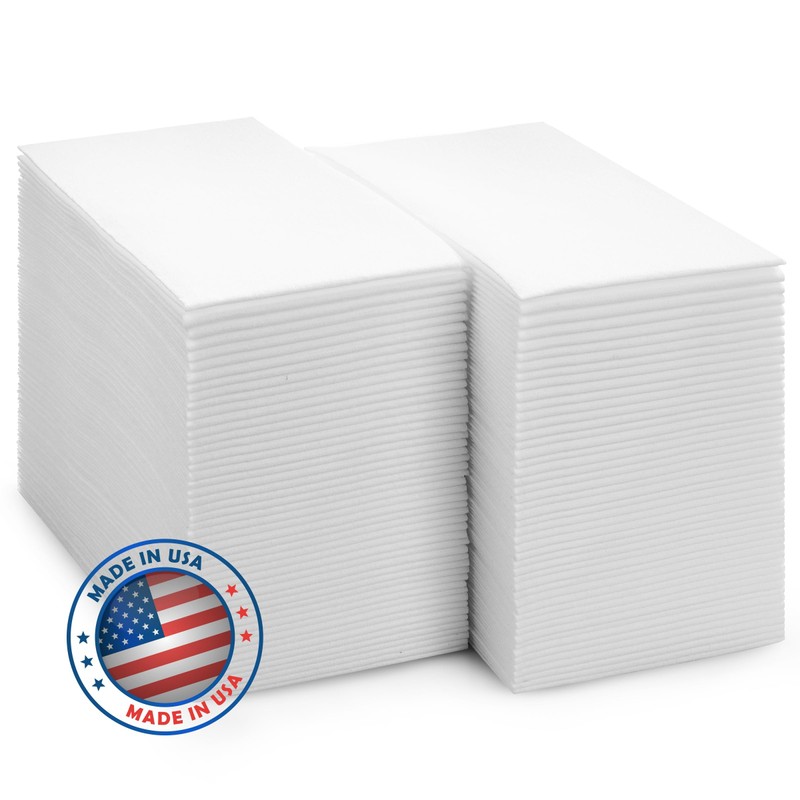 300-Pack BloominGoods Disposable Bathroom Napkins | Single-Use Classic Lite Linen-Feel