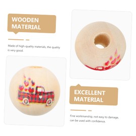 Operitacx 3 Sätze Holzperlen Zum Valentinstag Ästhetisch Rot Webstuhl Aufkleber Nummer Bastelmaterial Bastel Materialien Anhänger Aus Holzperlen Diy-perle Mit Zartem Muster 100 Stück * 3