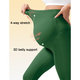 BumpGlow Womens Maternity Leggings Over The Belly Buttery Soft Workout Activewear Yoga Pregnancy Pants(B610-Dark Green-M)