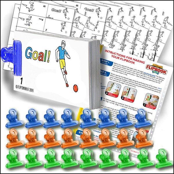 Fliptomania Soccer Flipbook Animation Activity Pack - 25 Sets DIY Flip Books