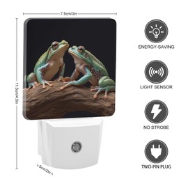 LFDSKCBR Night Lights Plug Into Wall Two Frogs Printing Auto Dusk-to-Dawn Sensor Night Lamp Plug-in Led Night Light for Bathroom,Bedroom,Hallway,Stairs