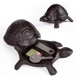 BarGifts Fake Rock Key Hider Turtle Look Hide a Key Outside for Garden or Yard, Secret Storage Box for Spare Keys Hidden Safe - Garden Decoration- Key Hider Outdoor in Rock