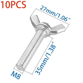 10 Pcs M8 Carbon Steel Zinc Plating Wing Butterfly Screws Bolts,Wing Bolt,Machine Fastener,Thumb Hand Screws for Electronic Equipment (Galvanized M8-1.25 x 35mm)