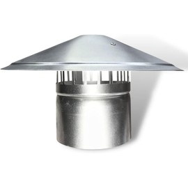 Byson Stainless Steel Roof Cowl 125mm/150mm Ducting Pipe Woodburner Flue Liner Ventilation Pipe Rain hat Chimney Pot Roof Cowl rain Cover (125mm/5), Silver