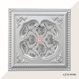 AFD Home Four-Leaf Clover Square Chandelier Ceiling Medallion and Fan Medallion, 24 Inches, Silver