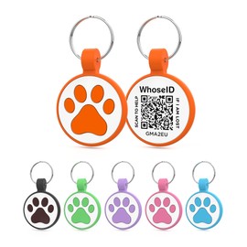 WhoseID QR Code Cat Tag, Modifiable Pet Online Profile Display Page, Multiple Emergency Contact, Silicone Cat Tag, Lightweight, No Jinging, Collar Accessories (Medium to Large Breeds - 1.25", Orange)