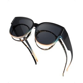 LVIOE Fit Over Glasses Sunglasses Polarised, Cateyes Frame Ladies Wrap Over Glasses Sunglasses UV Protection