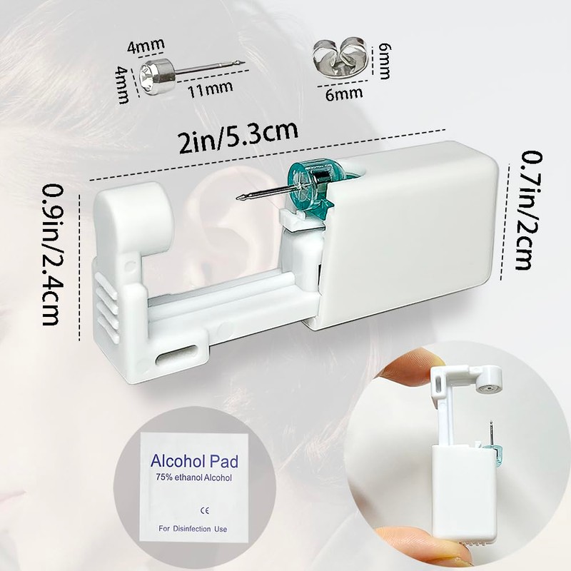 6 Pack Ear Piercing Kit, Disposable Ear Piercing Gun, Self