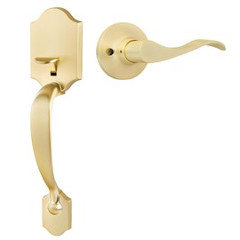 Goldenwarm Front Door Handle, Gold Door Handle Exterior No Lock
