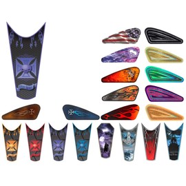 Motorcycle Gas Tank Decals/Sets - for Harley Davidson Sportster 883 1200 Honda Shadow Suzuki Kawasaki Indian Yamaha (Live Free Skull - Grape - 1pc Top Tank Deca)