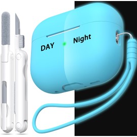 MHYALUDO for AirPods Pro 2nd Generation Case Cover, Military Grade Anti-Fall Soft Silicone Shock-Absorbing for AirPods Pro Case Skin Touch with Keychain and Cleaning Kit, Night Glow