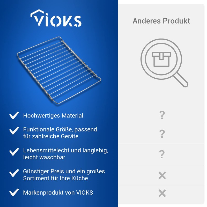 VIOKS Oven Grate Extendible 390/570 x 310 mm & Hob