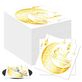 Exclusive Ramadan Table Decoration - Pack of 80 Eid Mubarak Napkins, Hajj Mubarak Decoration, Ramadan Napkins - Perfect for Ramadan Decoration and Eid Mubarak Decoration